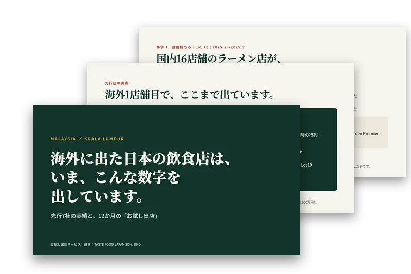 お試し出店 資料（先行7社の実績と、出店までの全体像）
